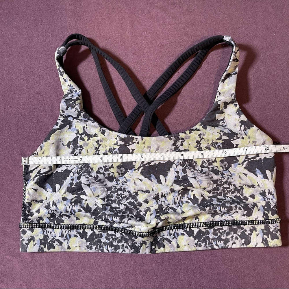 Lululemon Energy Bra Crosscourt Petal Black Clarity Yellow/Black - Size 4 - Picture 3 of 6